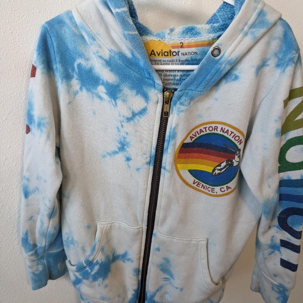 Kid's Aviator Nation Blue Tie Dye Sweatshirt 2T